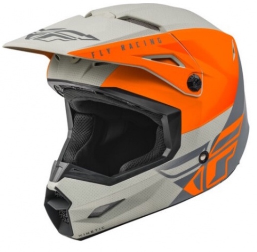 Шлем детский (кроссовый) FLY RACING KINETIC STRAIGHT EDGE оранжевый/серый матовый (2021)   YM pitbikemarket.ru
